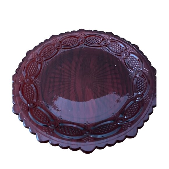 Vintage Avon Ruby Red Cape Cod Collection Goblet, Plate & Dessert Bowl Set - Picture 4 of 5